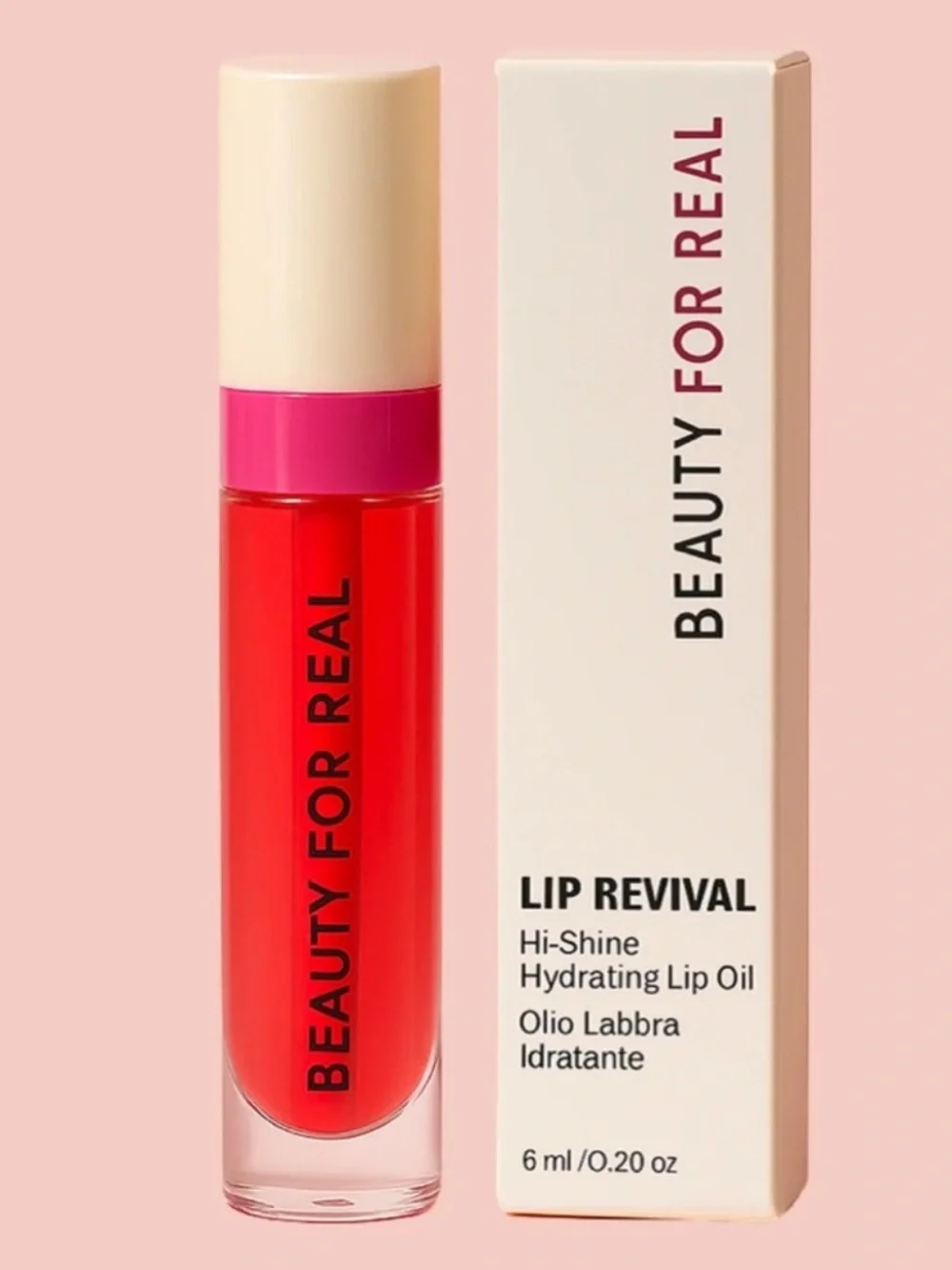 Beauty For Real Lip Revival Hi-Shine Hydrating Lip Oil in Strawberry Fields 6ml